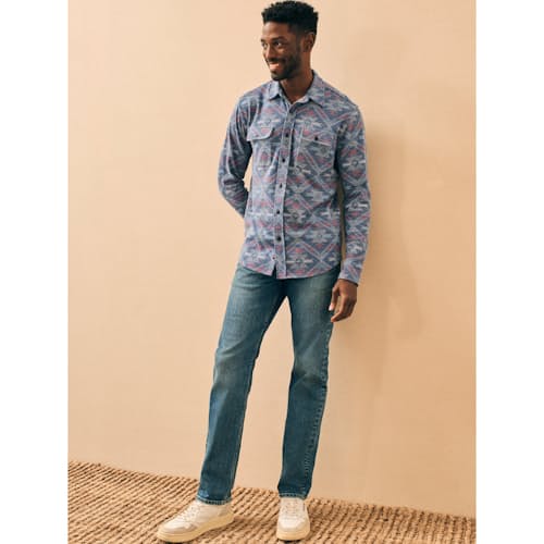 laydown image of Doug Good Feather Legend Sweater Flannel Shirt