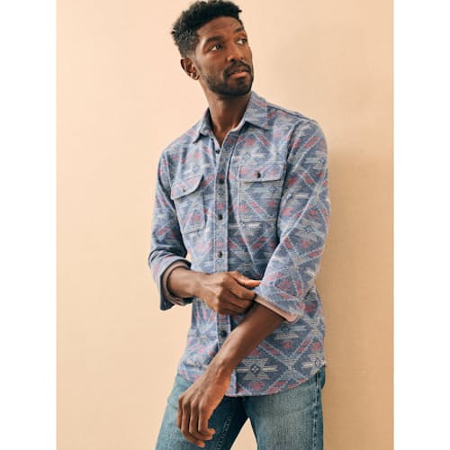 laydown image of Doug Good Feather Legend Sweater Flannel Shirt
