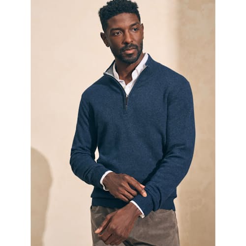 on model image of Jackson Quarter Zip Sweater
