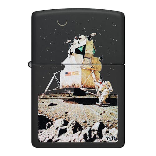 laydown image of Norman Rockwell - Man's First Step on the Moon Windproof Lighter