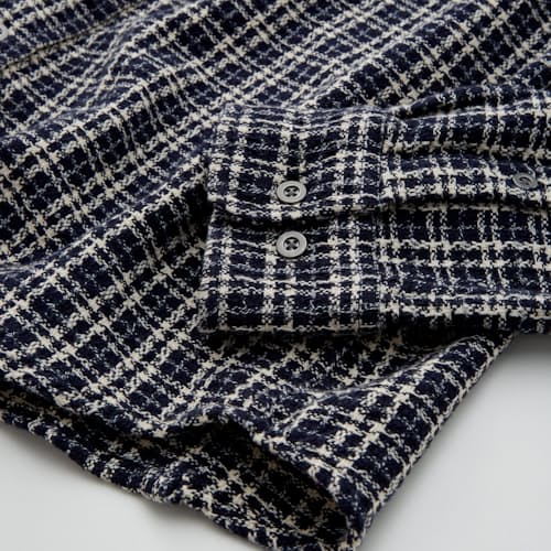 lifestyle image of Reverse Tweed Snow Check Long Sleeve Shirt