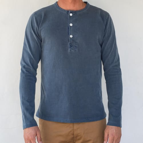 on model image of American Heavyweight Knit Henley