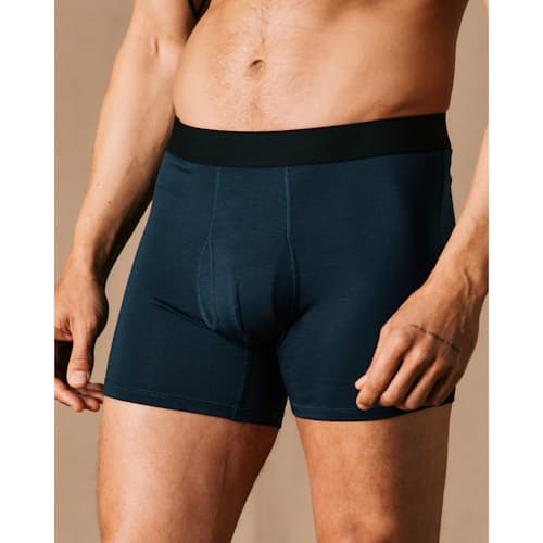 on model image of 72-Hour Merino Boxer Briefs - 5"