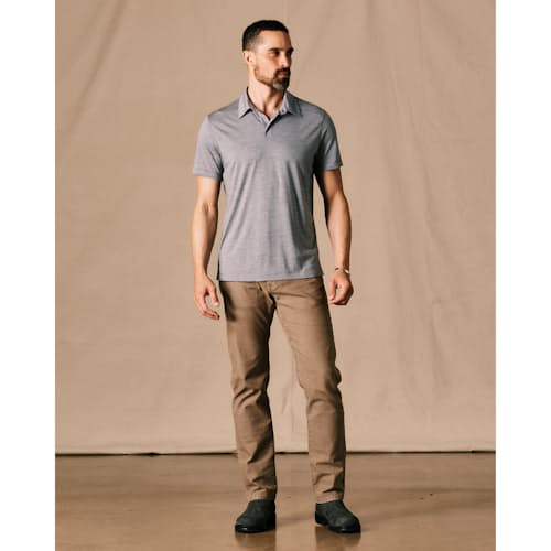 on model image of 72-Hour Merino Polo Shirt