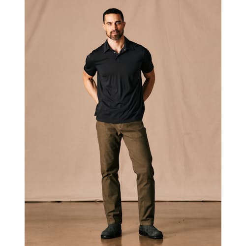 on model image of 72-Hour Merino Polo Shirt