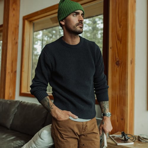 lifestyle image of Bolinas Recycled Cotton Crewneck Sweater