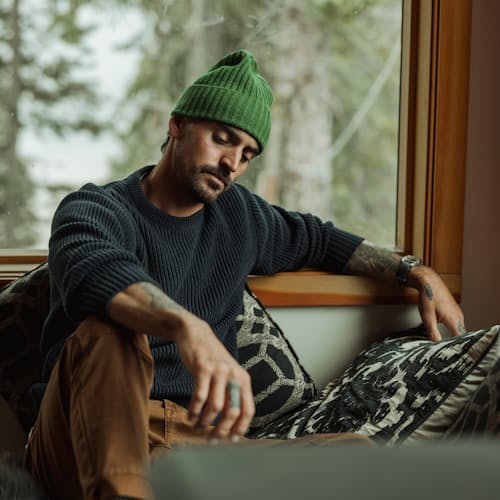 lifestyle image of Bolinas Recycled Cotton Crewneck Sweater