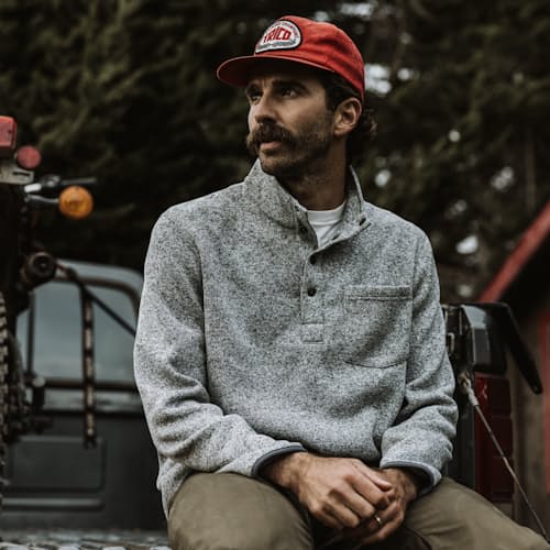 lifestyle image of Sweater Fleece Quarter Snap Pullover