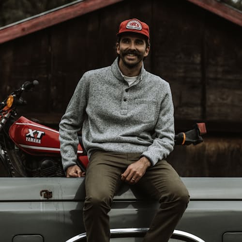 lifestyle image of Sweater Fleece Quarter Snap Pullover