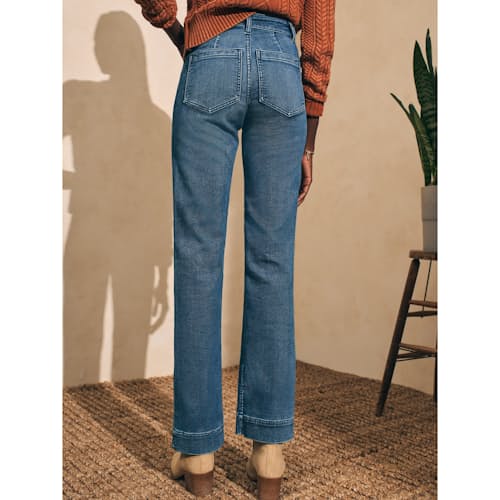 lifestyle image of Women's Stretch Terry Slim Wide Leg Pant