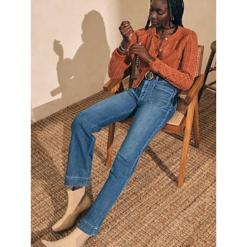 lifestyle image of Women's Stretch Terry Slim Wide Leg Pant