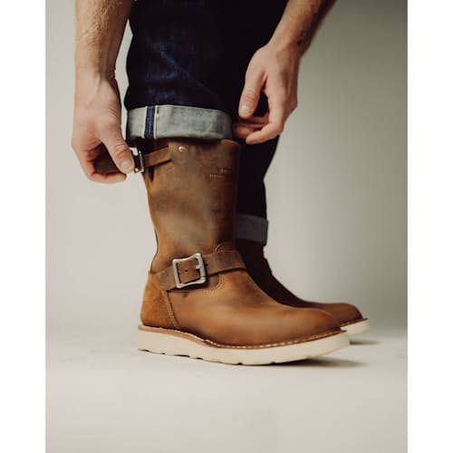 lifestyle image of Huckberry x White's Cykle Boot