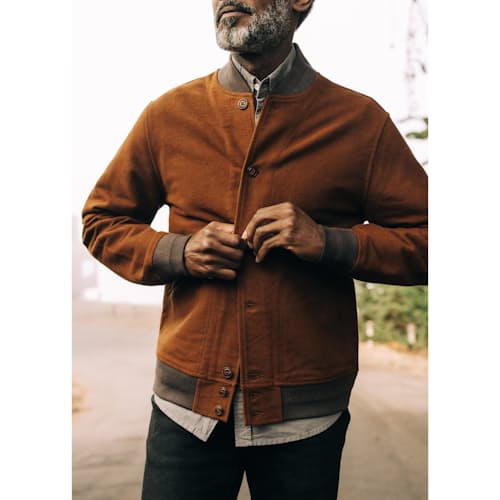 laydown image of The Moleskin Bomber Jacket