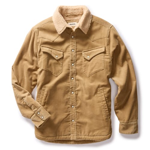 laydown image of The Western Corduroy Sherpa Lined Shirt Jacket