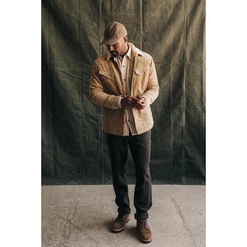laydown image of The Western Corduroy Sherpa Lined Shirt Jacket