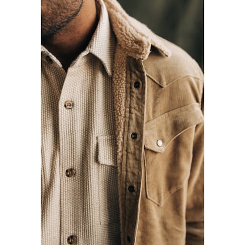 laydown image of The Western Corduroy Sherpa Lined Shirt Jacket
