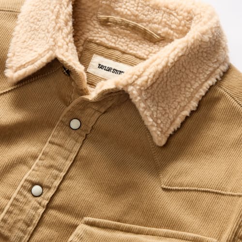 laydown image of The Western Corduroy Sherpa Lined Shirt Jacket