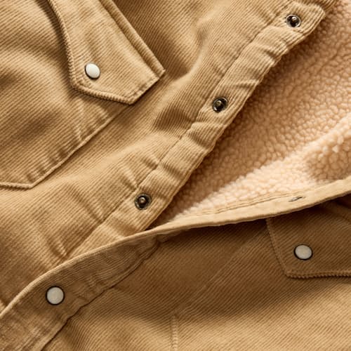 laydown image of The Western Corduroy Sherpa Lined Shirt Jacket