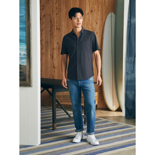 lifestyle image of Sunwashed Knit Short Sleeve Shirt