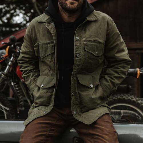 lifestyle image of Stretch Ripstop Waxed Field Jacket