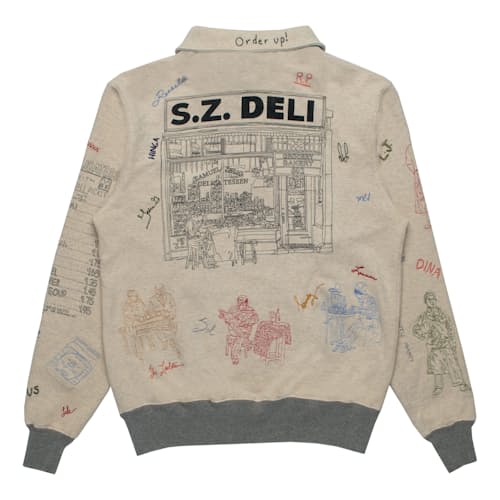 laydown image of Deli Quarter Zip Sweater