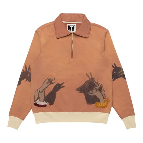 laydown image of Puppet Quarter Zip Sweater