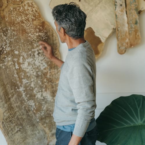 lifestyle image of Wave Texture Stitch Sweater