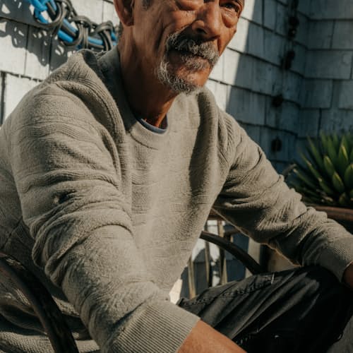 lifestyle image of Wave Texture Stitch Sweater