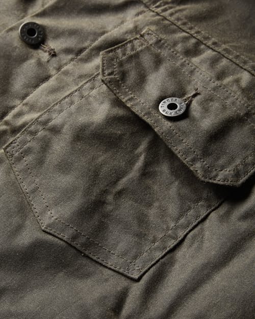 laydown detail image of Women's Flannel-Lined Waxed Trucker Jacket