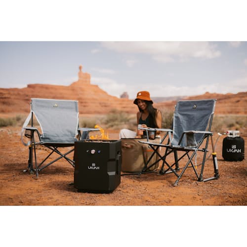 lifestyle image of Tailgater II Gas Fire Pit with Audio + Beat to Music