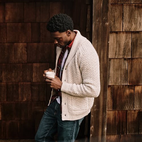 lifestyle image of Recycled Cotton Headlands Cardigan Sweater