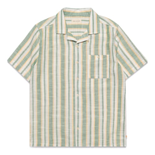 laydown image of Selleck Slub Stripe Short Sleeve Shirt