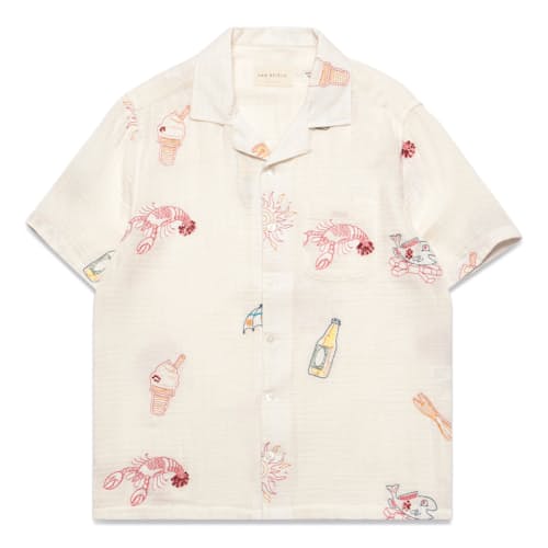 laydown image of Stachio Summer Menu Short Sleeve Shirt
