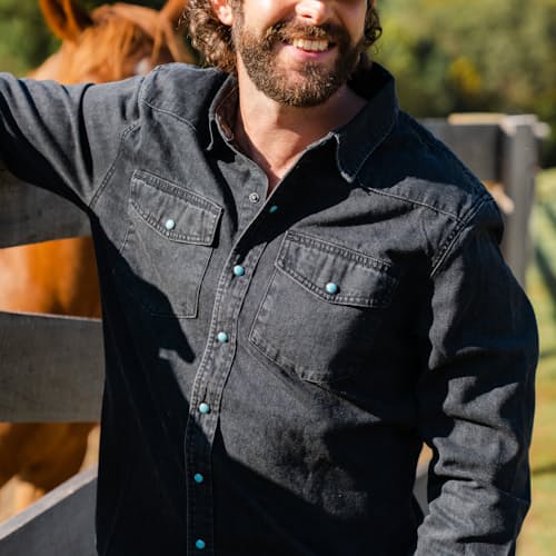 lifestyle image of Huckberry x Thomas Rhett Western Shirt