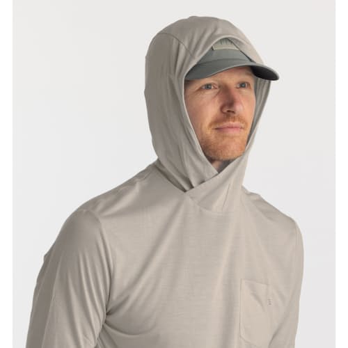 on model image of Bamboo Lightweight Performance Hoodie