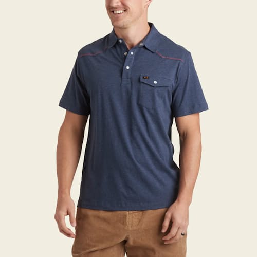on model image of Ranchero Western Pearl Snap Polo
