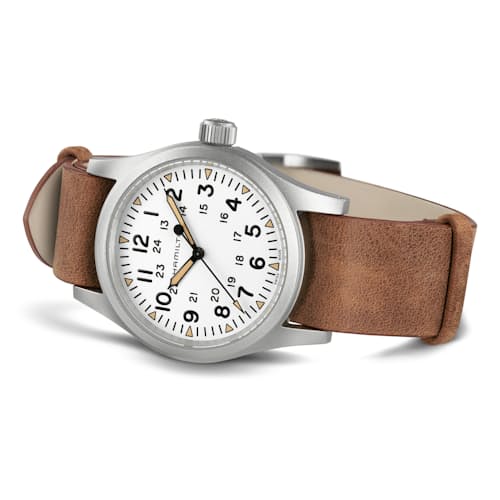laydown image of Khaki Field Mechanical 38mm Watch H69439511
