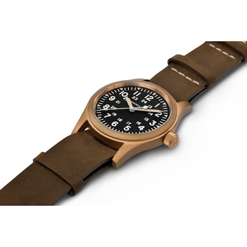 laydown detail image of Khaki Field Mechanical Bronze 38mm Watch