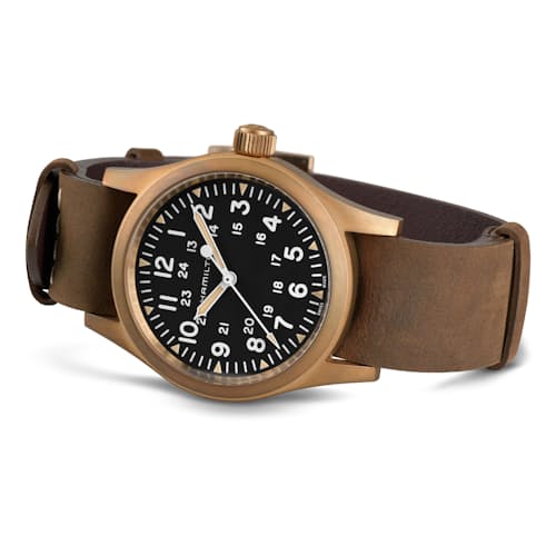 laydown image of Khaki Field Mechanical Bronze 38mm Watch