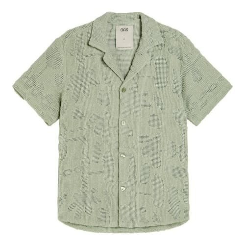 laydown image of Camp Collar Crochet Shirt