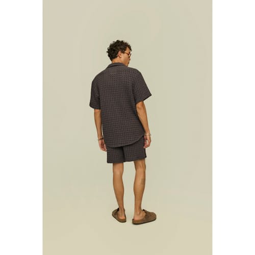 on model image of Camp Collar Waffle Shirt