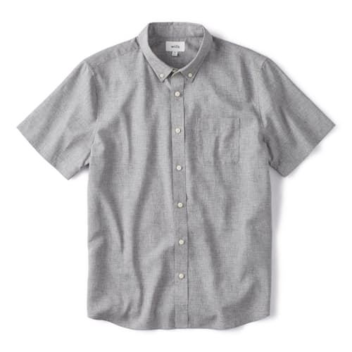 laydown image of Wrinkle-Free Linen Short Sleeve Shirt