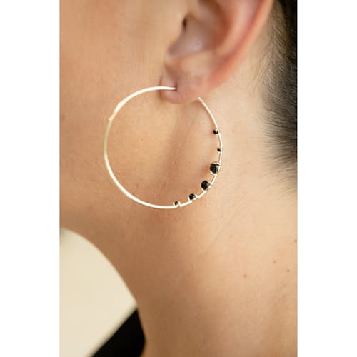 lifestyle image of Women's Onyx Hoop Earrings