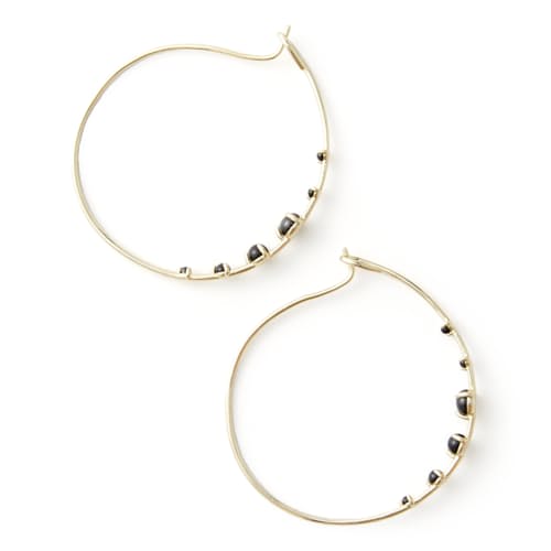 laydown image of Women's Onyx Hoop Earrings