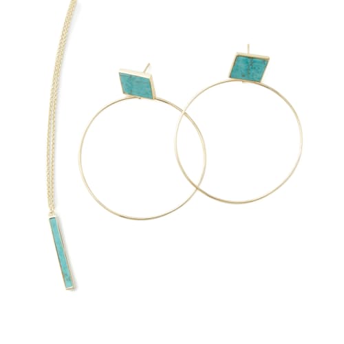 laydown image of Women's Gold Turquoise Jewelry Bundle
