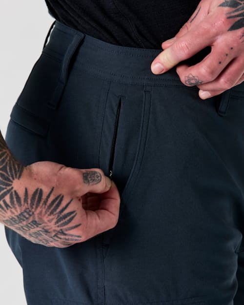 on model image of Equator Cargo Hybrid Short - 7"