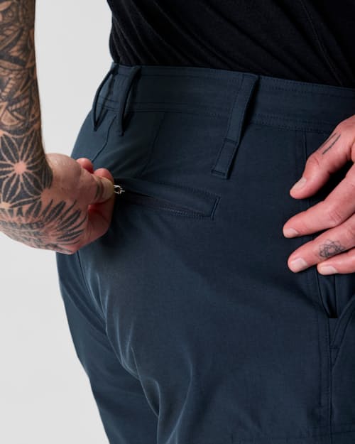 on model image of Equator Cargo Hybrid Short - 7"