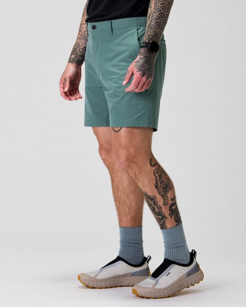 on model image of Equator Hybrid Short - 7"
