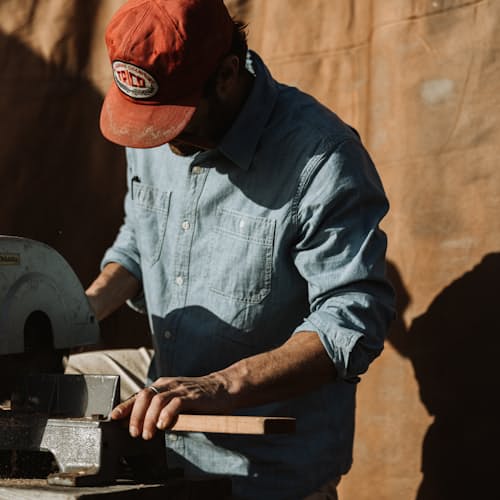lifestyle image of Chambray Utility Shirt