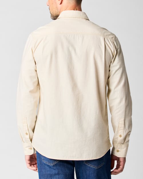 on model image of Chambray Utility Shirt